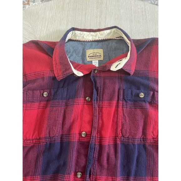 Vintage Roebuck & Company Red Blue Flannel Size XL - Picture 3 of 5